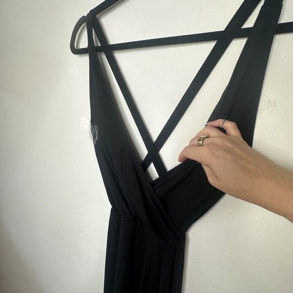 Reformation Sexy Black Vienna Maxi Deep-V Front Criss Cross Back High Slit XS - Picture 5 of 13